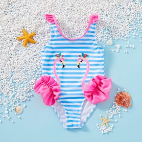 Toddler Girl One Piece flamingo Stripe Swimsuit